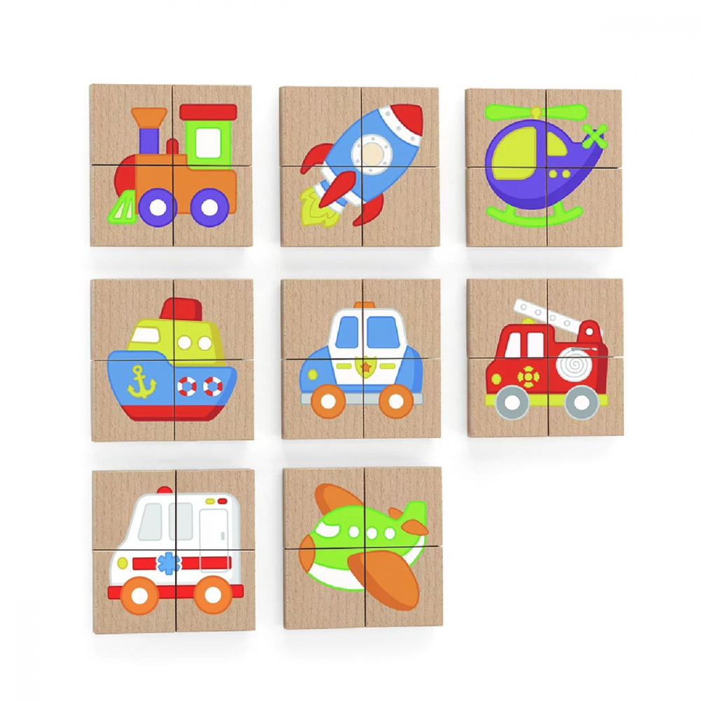 Puzzle magnetic din lemn, Mijloace de transport, 2-5 ani [2]