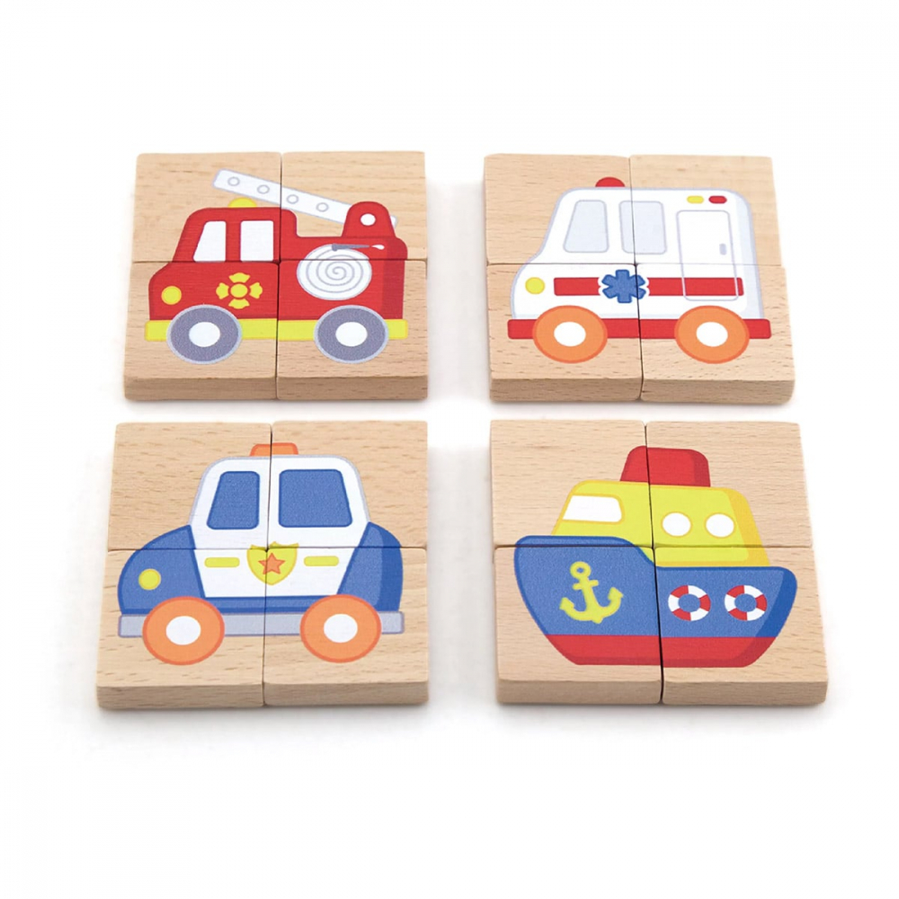Puzzle magnetic din lemn, Mijloace de transport, 2-5 ani [5]