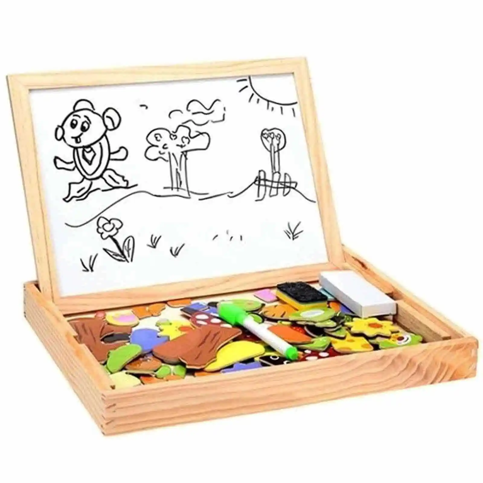 Tablita educativa cu puzzle magnetic 3 in 1 Ferma. [2]