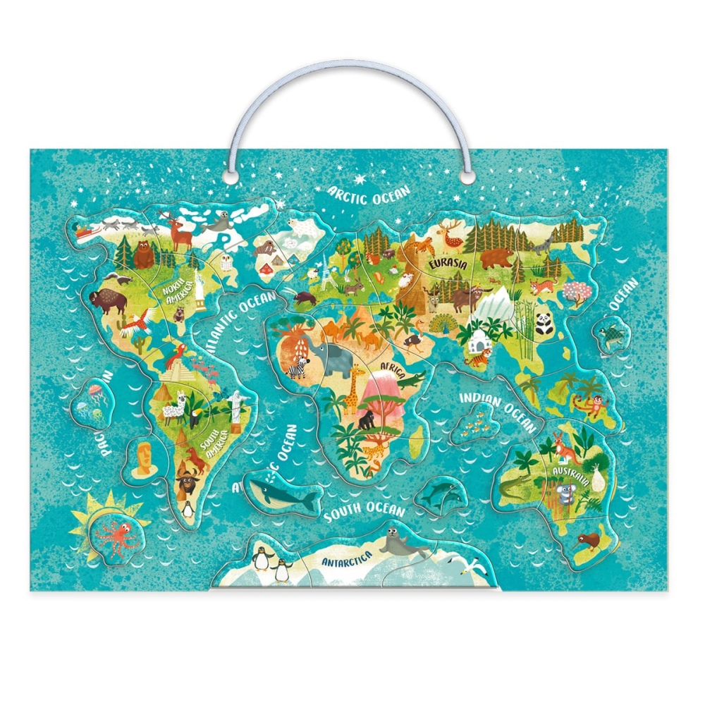 Puzzle magnetic, Harta Lumii cu Animale, varsta 3-7 ani [2]