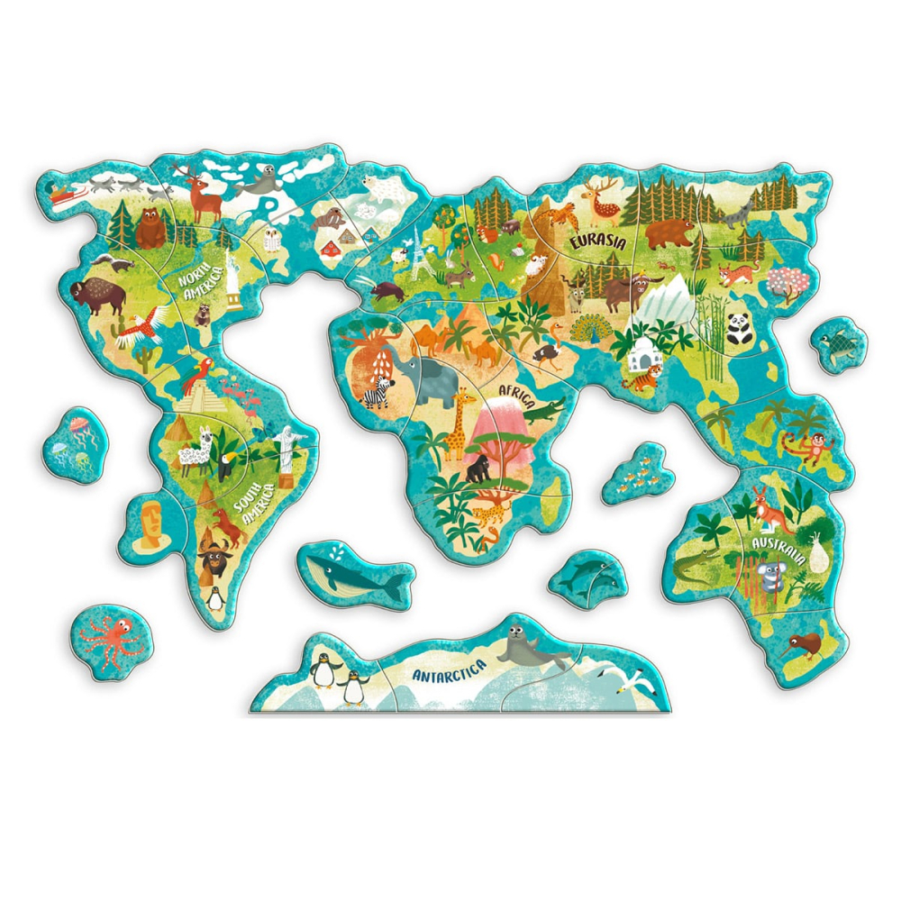 Puzzle magnetic, Harta Lumii cu Animale, varsta 3-7 ani [3]