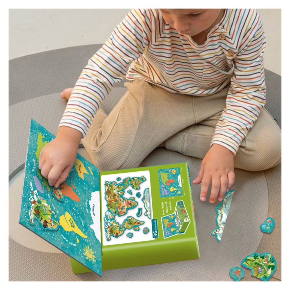 Puzzle magnetic, Harta Lumii cu Animale, varsta 3-7 ani [4]