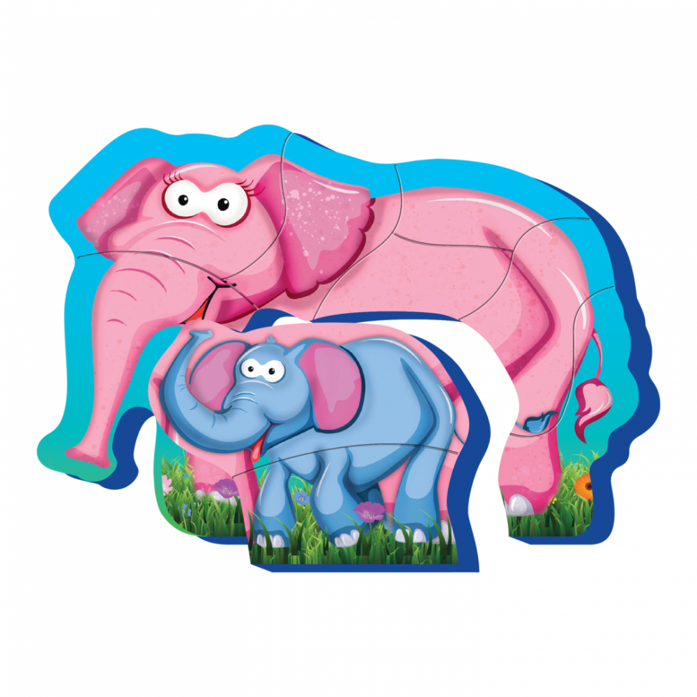 Puzzle mama si copilul, elefant,8 piese [3]