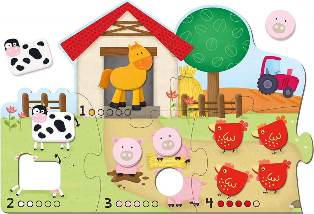 Puzzle - Numaram animalele de la ferma ( 6 piese) [4]