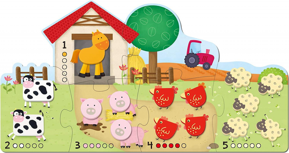 Puzzle - Numaram animalele de la ferma ( 6 piese) [3]