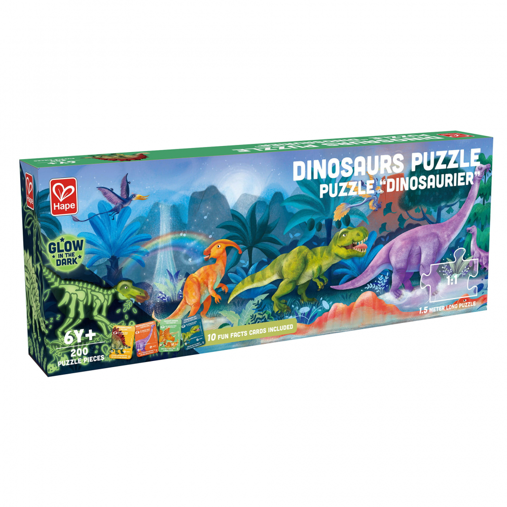 Puzzle pentru copii flourescent cu Dinozauri (200 piese, 1.5m), copii varsta 6 ani+,8 ani+ [2]