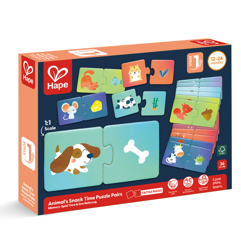Puzzle potriveste perechea - Animale si gustari (36 piese), copii varsta 1 an+,2 ani+ [1]