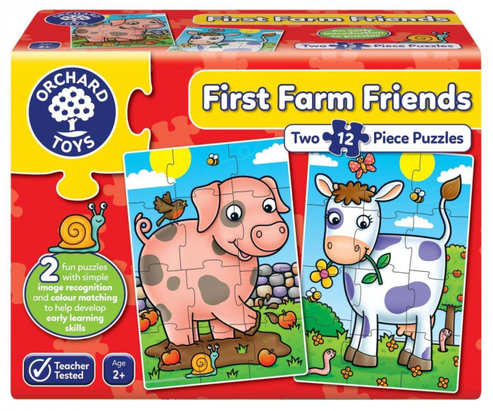 Set 2 jocuri puzzle, 24 piese mari, Primii Prieteni de la Ferma, FIRST FARM FRIENDS, Orchard Toys [1]