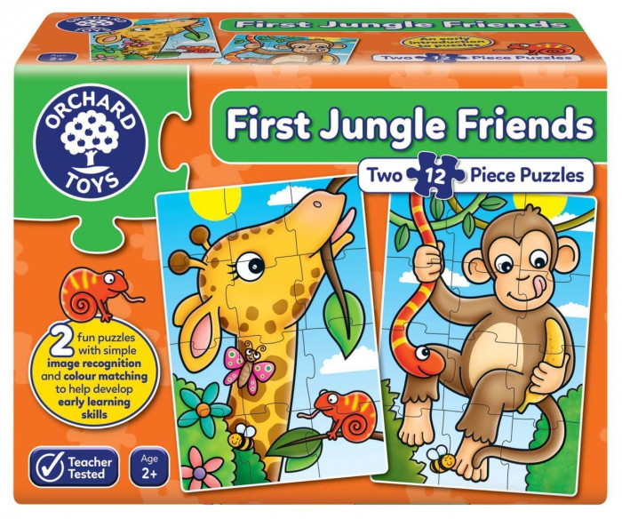 Set 2 jocuri puzzle, 24 piese mari, Primii Prieteni din Jungla, FIRST JUNGLE FRIENDS, Orchard Toys [1]