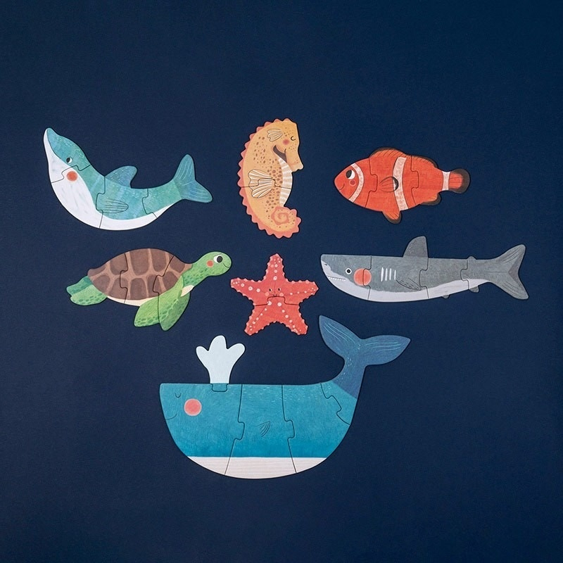 Puzzle reversibil animale marine, Londji Baiat, Fata, varsta 1 - 3 ani [2]