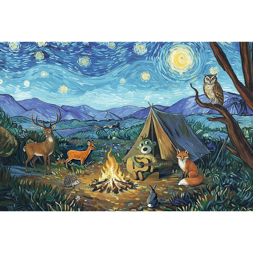 Puzzle trefl 100 familia treflik inspirat de arta langa focul de tabara copii varsta 5 ani - 10 ani [2]