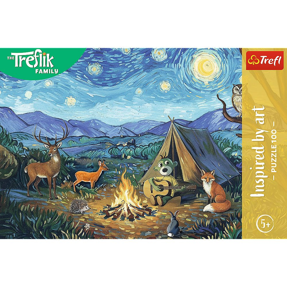Puzzle trefl 100 familia treflik inspirat de arta langa focul de tabara copii varsta 5 ani - 10 ani [3]