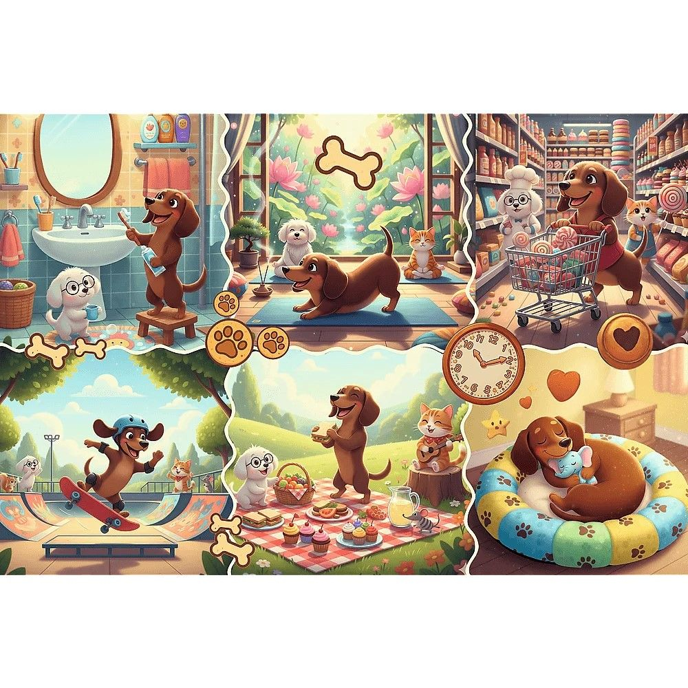 Puzzle trefl 100 o zi lunga a unui teckel copii varsta 5 ani - 10 ani [2]
