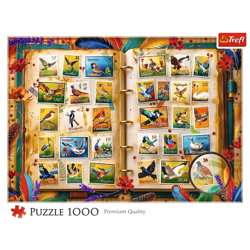 Puzzle trefl 1000 colectia de timbre atlasul pasarilor copii varsta 12 ani - +15 ani [3]