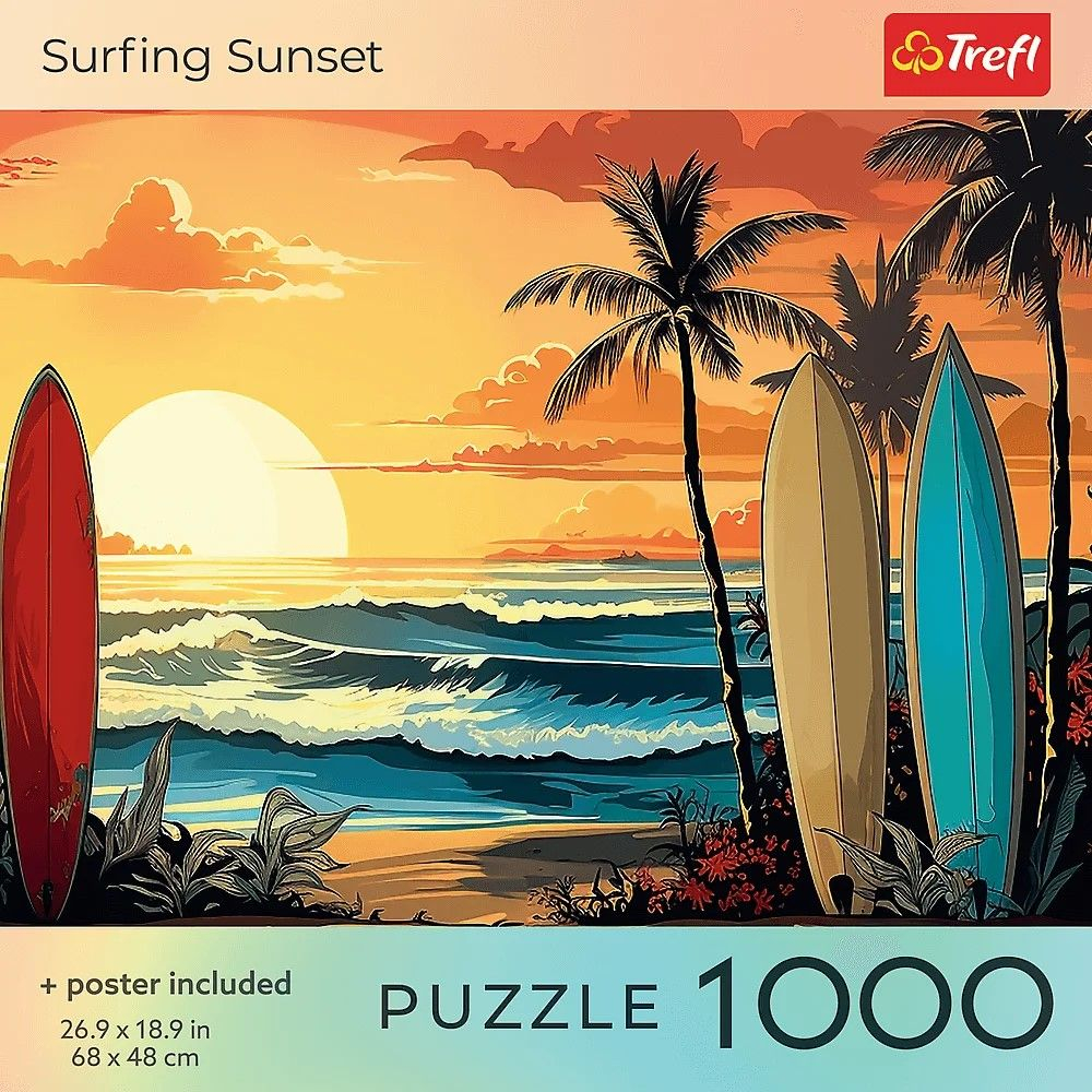 Puzzle trefl 1000 colectia sua apus de soare pentru surf poster inclus [3]