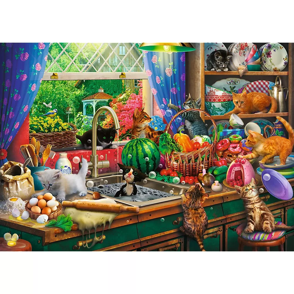 Puzzle trefl 1000 premium plus tea time pisici nazdravane [2]