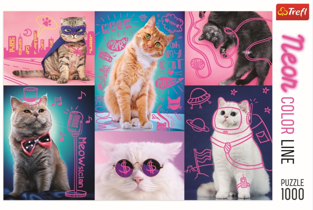Puzzle trefl 1000 super pisici neon [3]