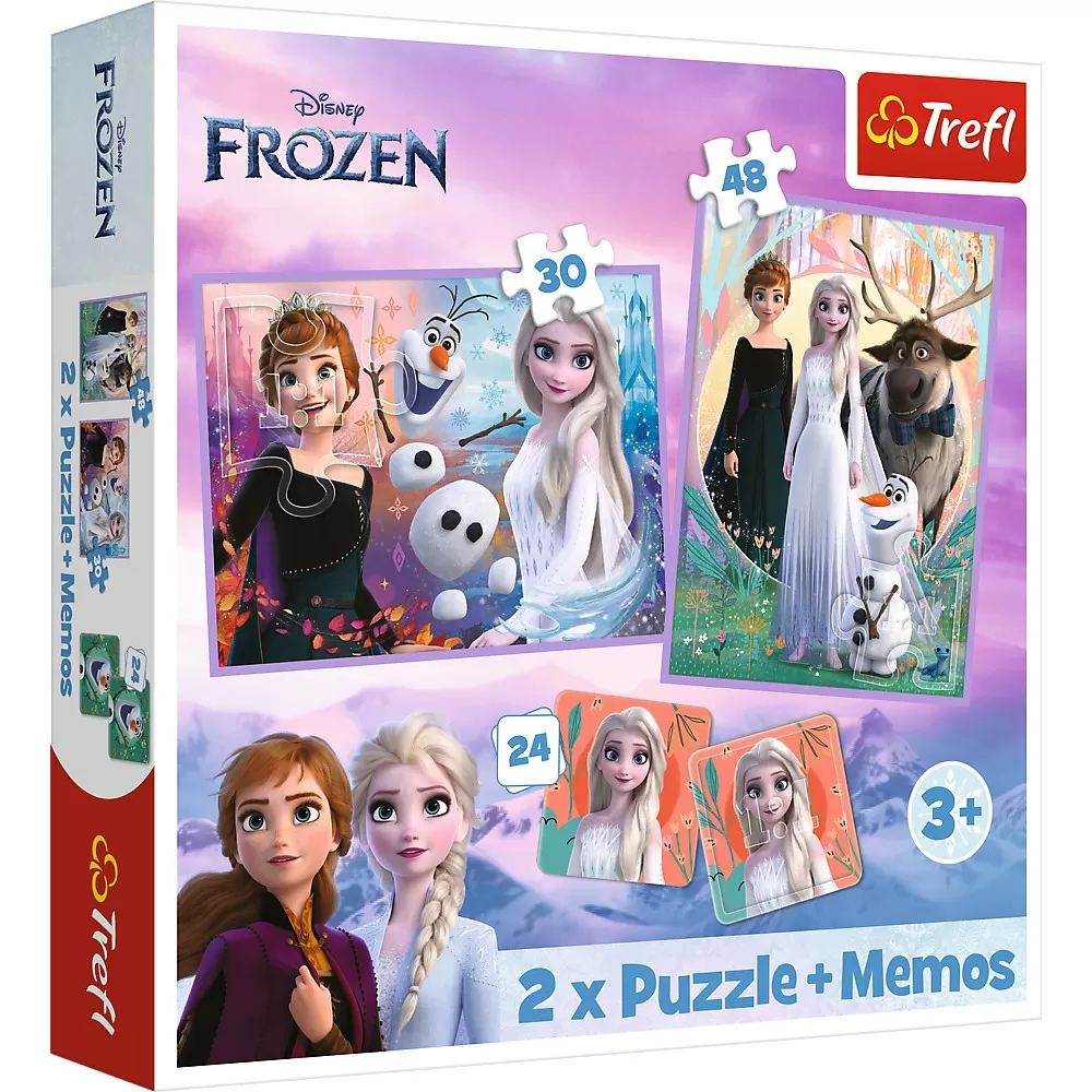 Puzzle 2 in 1 Memo - Disney Frozen printesele si taramul lor, Trefl [1]