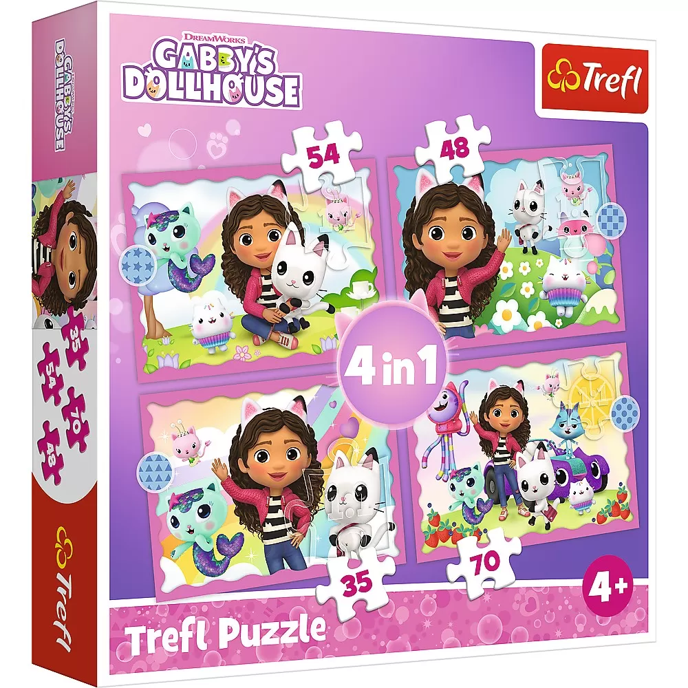 Puzzle trefl 4in1 gabbys dollhouse aventurile lui gabby [1]