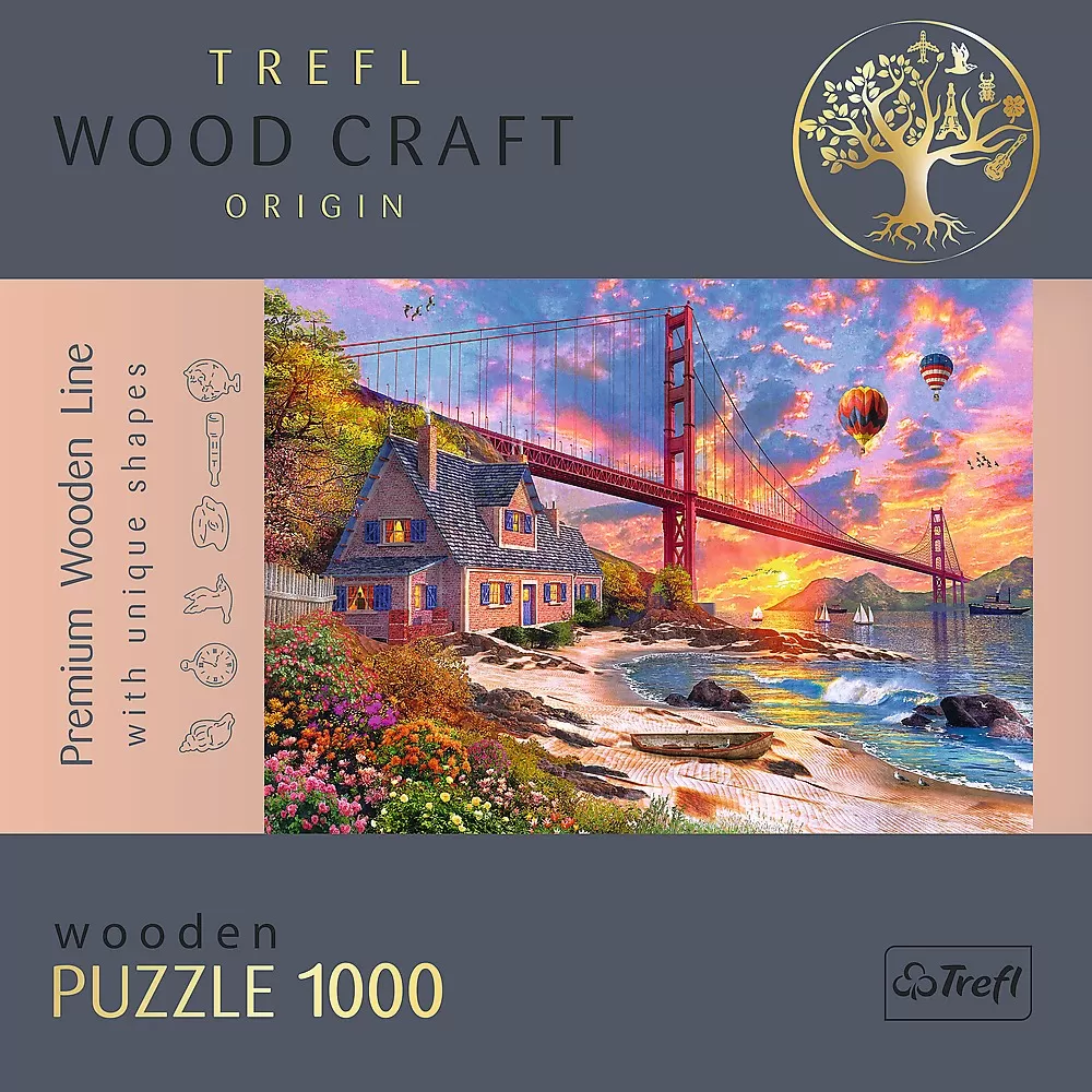 Puzzle trefl din lemn 1000 piese apus la golden gate [5]