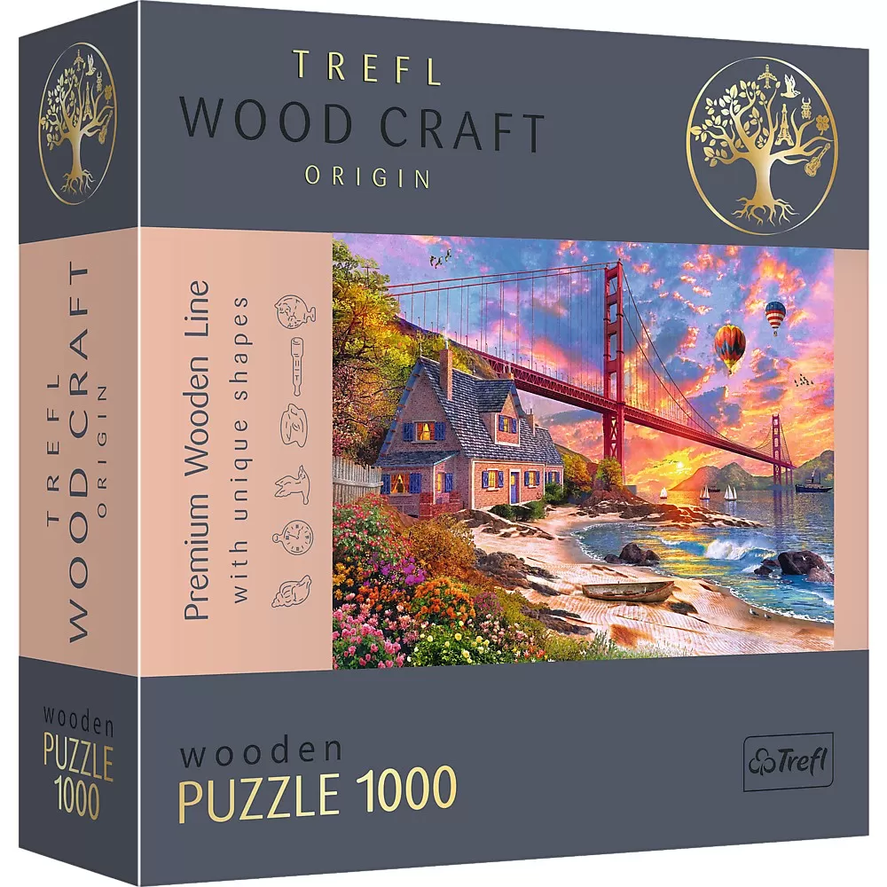 Puzzle trefl din lemn 1000 piese apus la golden gate [1]