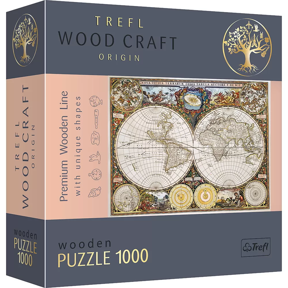 Puzzle trefl din lemn 1000 piese harta lumii antice [1]