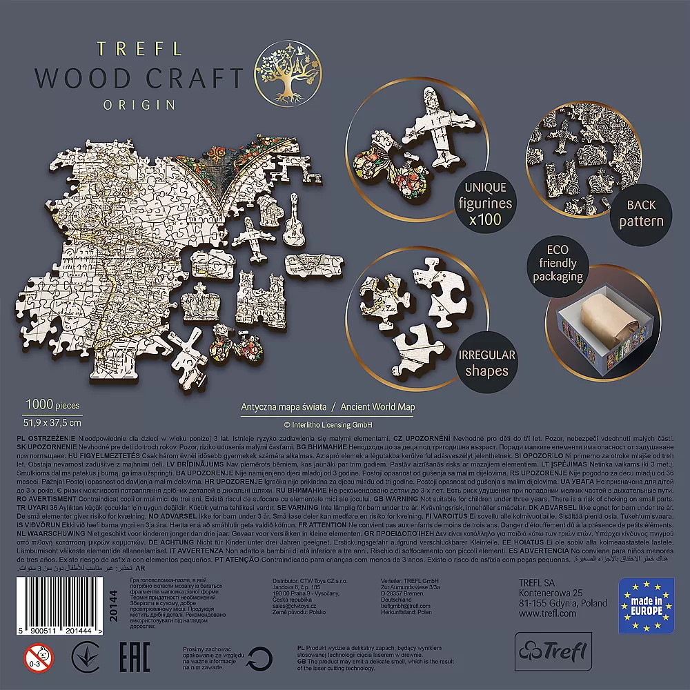 Puzzle trefl din lemn 1000 piese harta lumii antice [4]