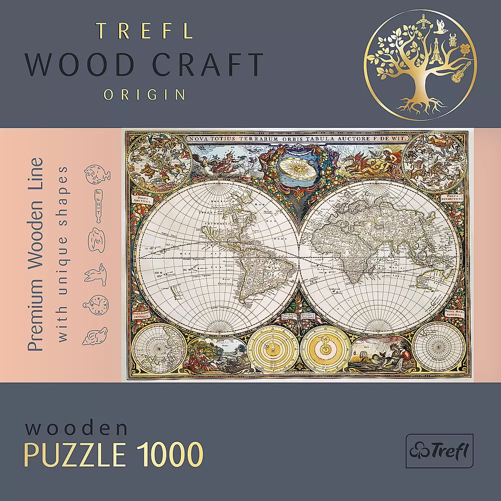 Puzzle trefl din lemn 1000 piese harta lumii antice [5]