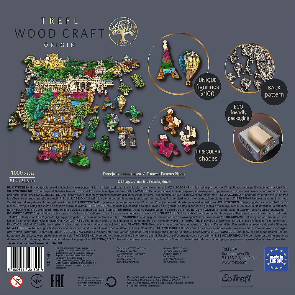 Puzzle trefl din lemn 1000 piese obiective turistice faimoase din franta [4]