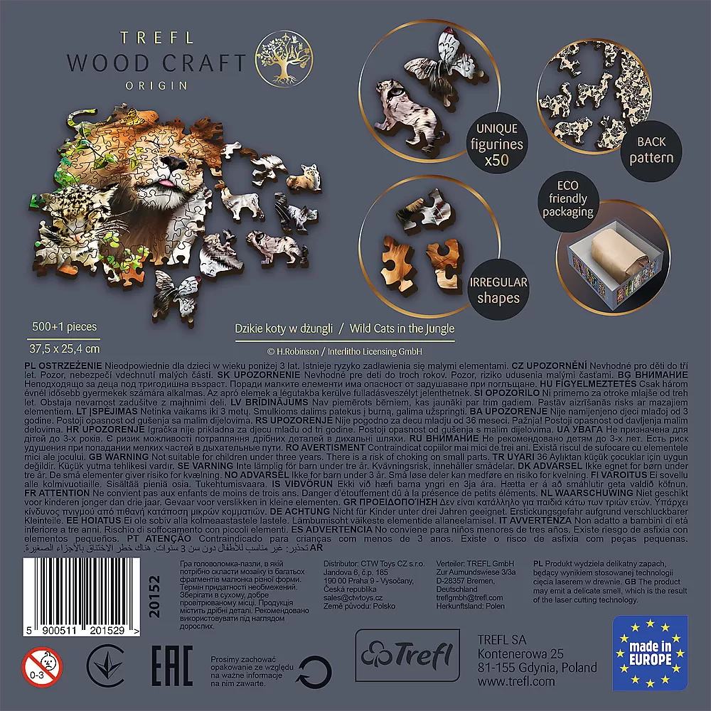 Puzzle trefl din lemn 500+1 piese felinele din jungla [4]