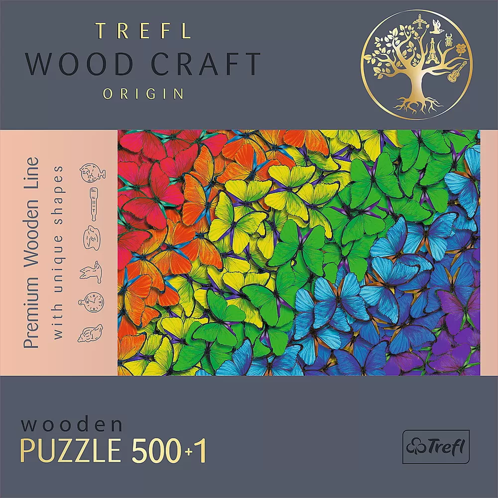 Puzzle trefl din lemn 500+1 piese fluturasii colorati [5]