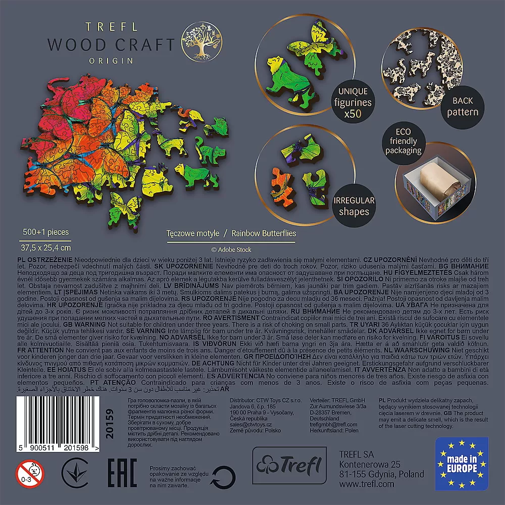 Puzzle trefl din lemn 500+1 piese fluturasii colorati [4]