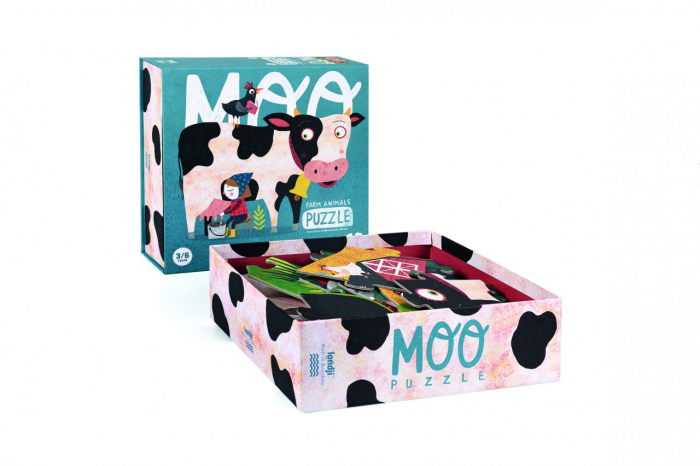 Puzzle Vacuta Moo, cu 36 piese pentru copii cu varsta de 3 ani, varsta 3 - 6 ani, Baiat, Fata [3]
