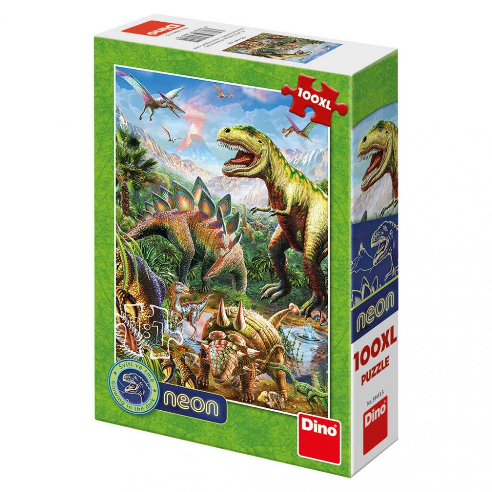 Puzzle XL - Lumea dinozaurilor neon (100 piese) [1]