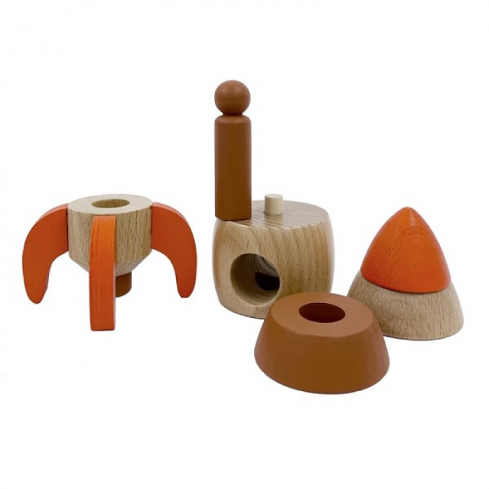 Joc de stivuire-racheta cu piese din lemn, Egmont Toys, varsta 1 - 3 ani, Baiat [2]