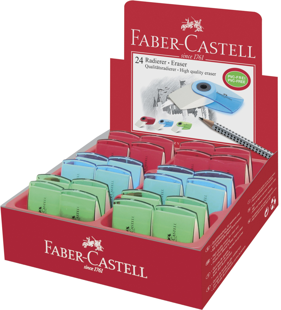 Radiera creion sleeve mini culori transparente faber-castell [2]
