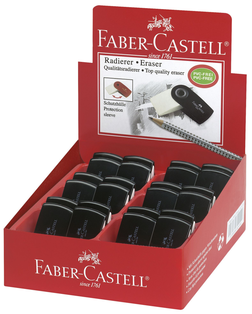 Radiera creion sleeve mini neagra faber-castell [3]