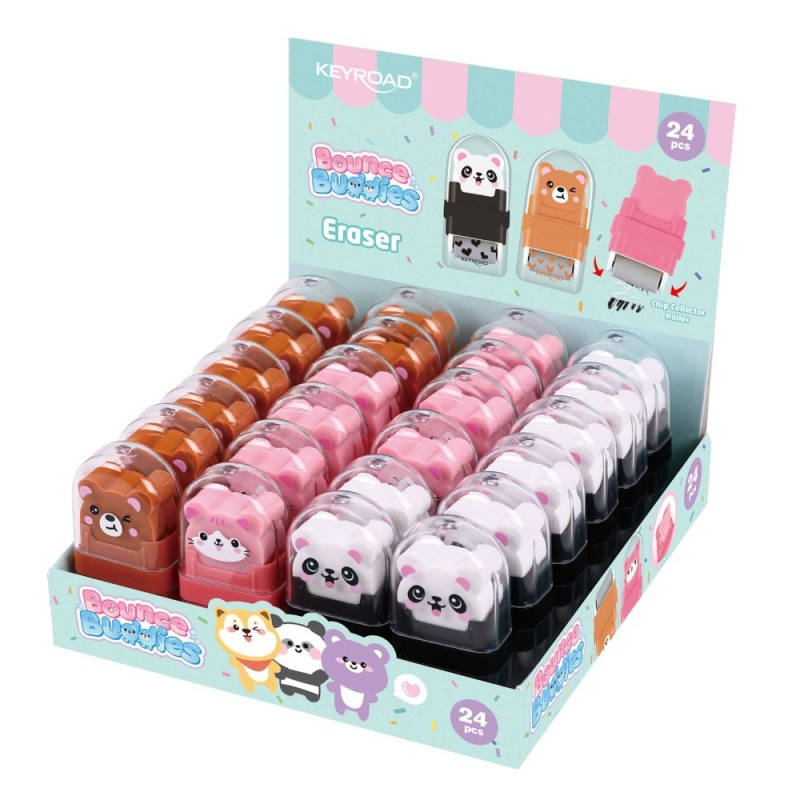 Radiera Keyroad Bounce Buddies KR980110, cu rola aspirare, modele animalute, diverse culori [2]