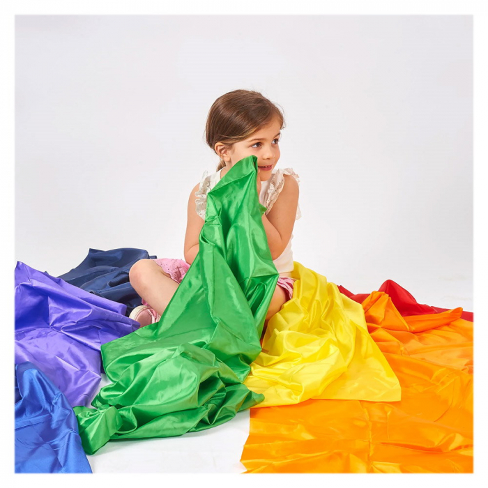 Rainbow Habutae, set 7 bucati de material colorat, TickiT, 3+ ani [5]
