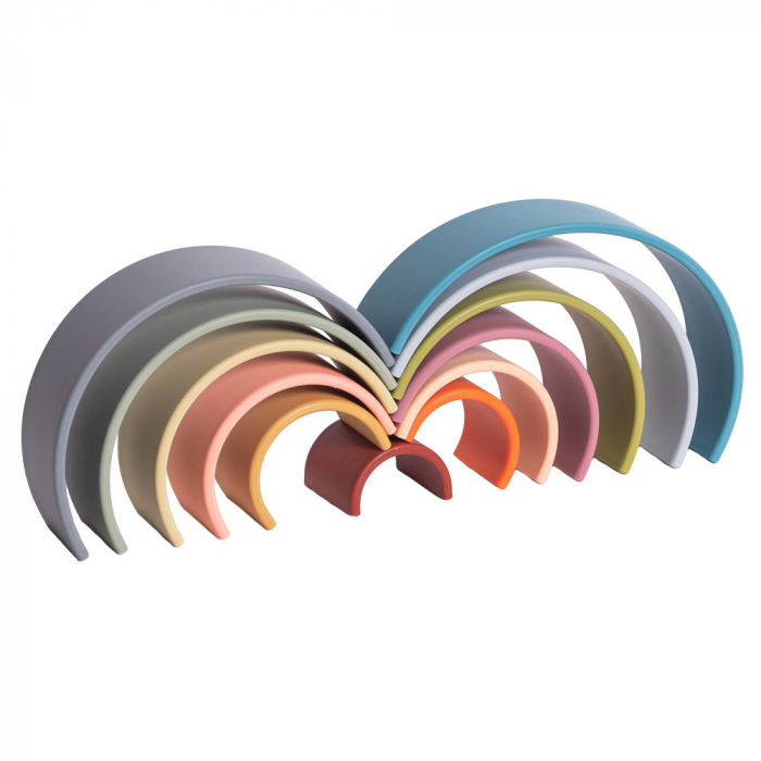 Rainbow, joc montessori de stivuire, 12 buc, nature [5]