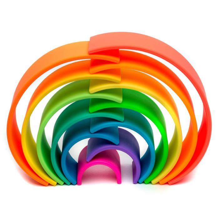 Rainbow, joc montessori de stivuire, 12 buc, neon, 0-5 ani [4]