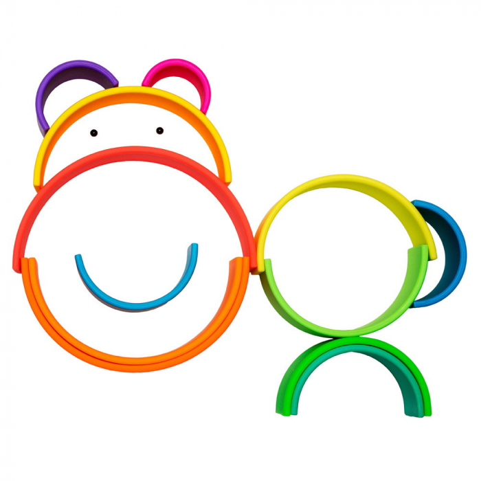 Rainbow, joc montessori de stivuire, 12 buc, neon, 0-5 ani [7]