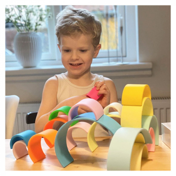 Rainbow, joc montessori de stivuire, 12 buc, nordic, 0-5 ani [2]
