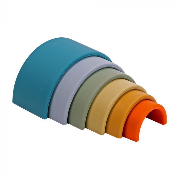 Rainbow, joc montessori de stivuire, 6 piese, nature, 0-5 ani [4]
