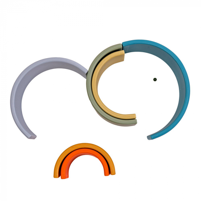 Rainbow, joc montessori de stivuire, 6 piese, nature, 0-5 ani [7]