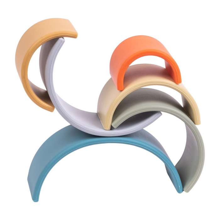 Rainbow, joc montessori de stivuire, 6 piese, nature, 0-5 ani [5]