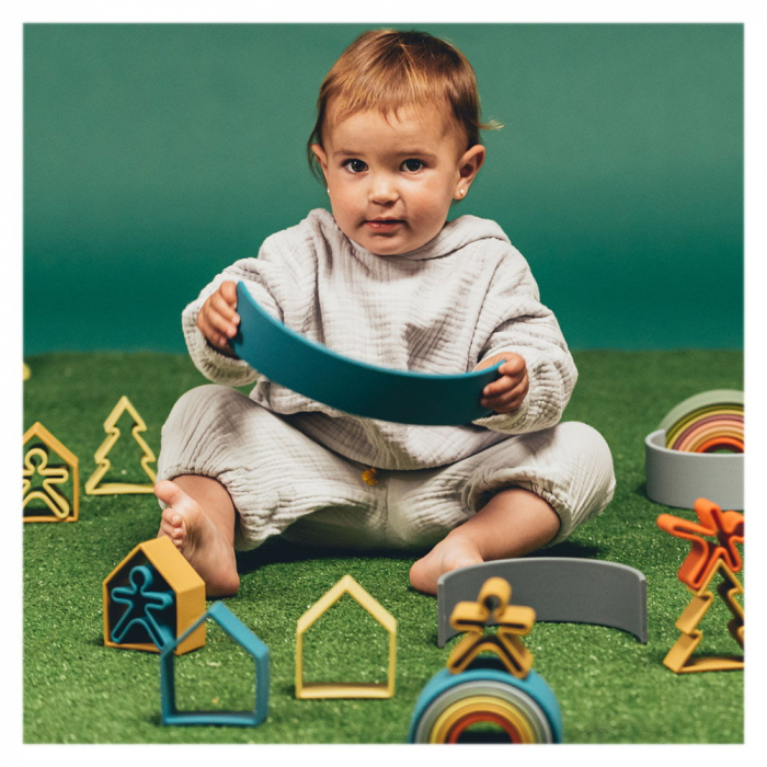Rainbow, joc montessori de stivuire, 6 piese, nature, 0-5 ani [3]