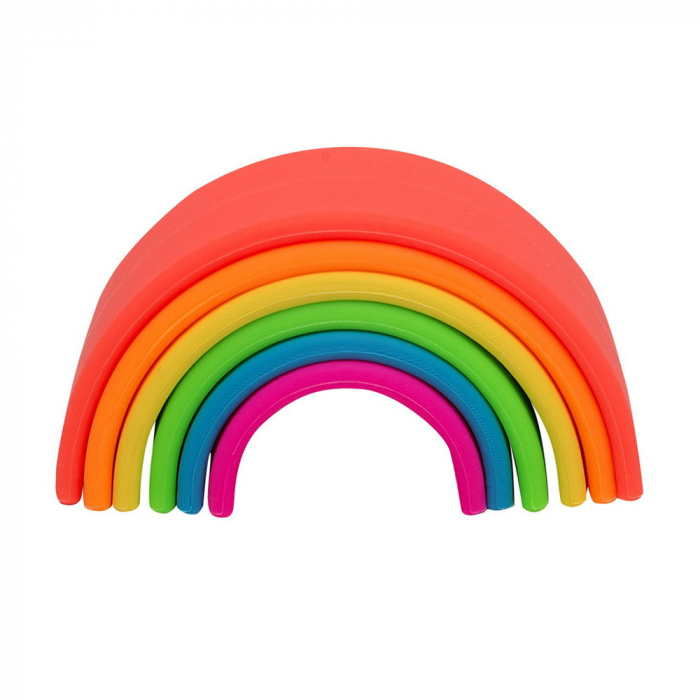 Rainbow, joc montessori de stivuire, 6 piese, neon, 0-5 ani [1]