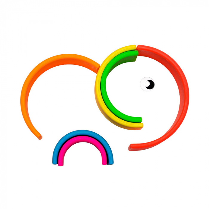 Rainbow, joc montessori de stivuire, 6 piese, neon, 0-5 ani [7]