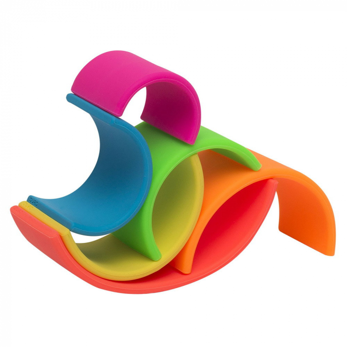 Rainbow, joc montessori de stivuire, 6 piese, neon, 0-5 ani [5]